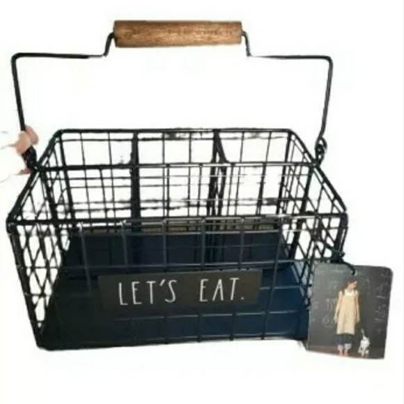Rae Dunn Other - NWT Rae Dunn Let's Eat Silverware Black Caddy